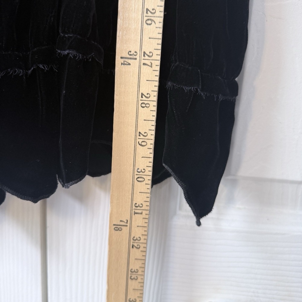 CC Couture Black Velvet Silk Blend Skirt Tiered Scalloped Whimsigoth Goth Y2K S - Picture 9 of 10